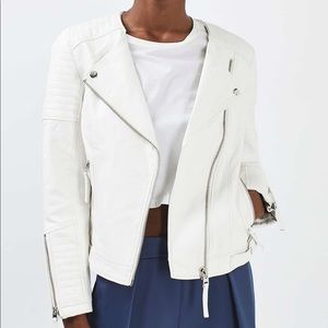 Topshop white moto lether jacket